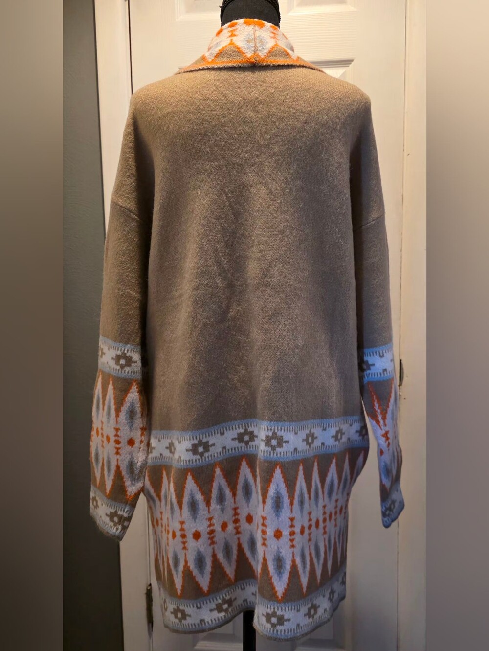 Taupe Aztec Open-Front Cardigan - Picture 2 of 4
